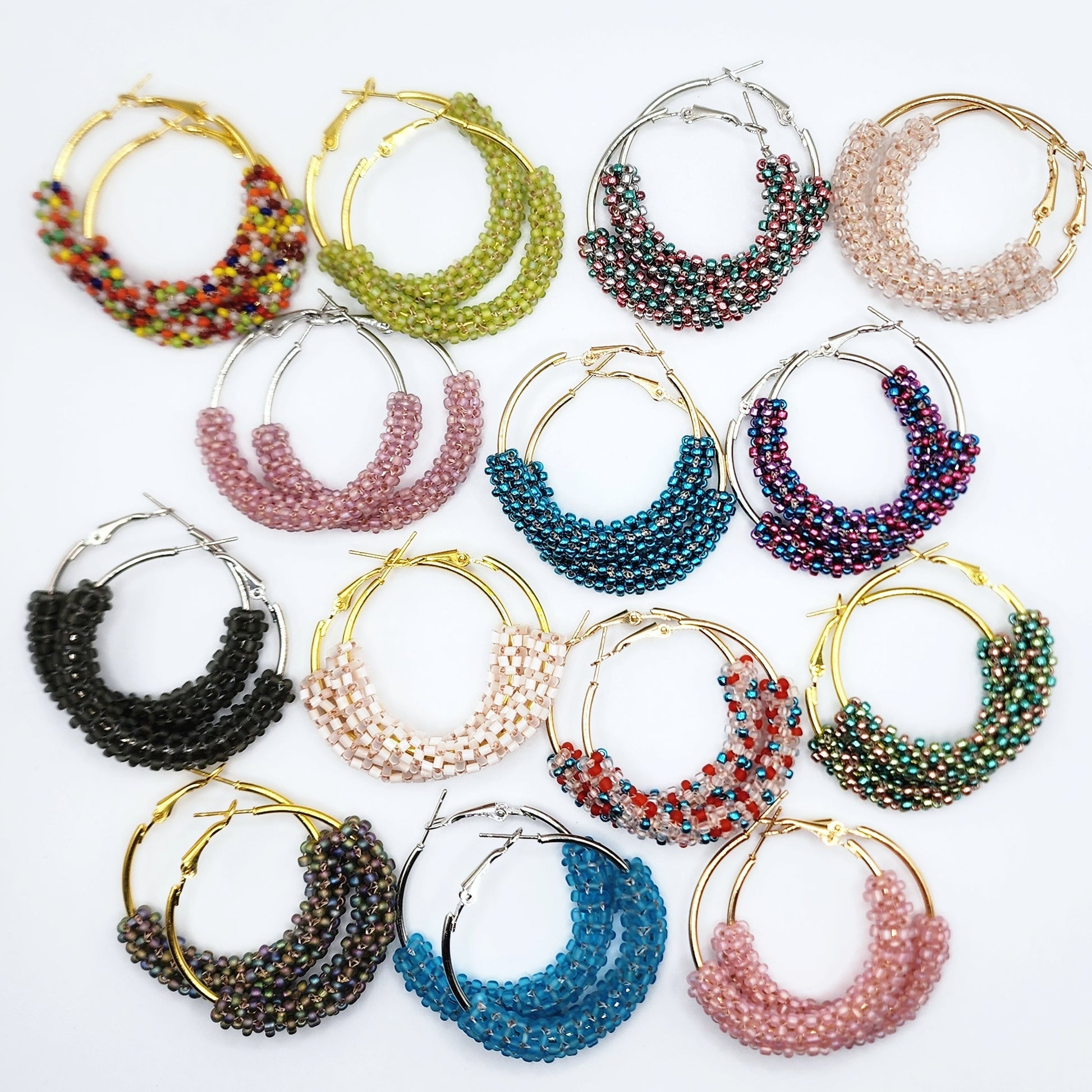 Beaded hoop earrings