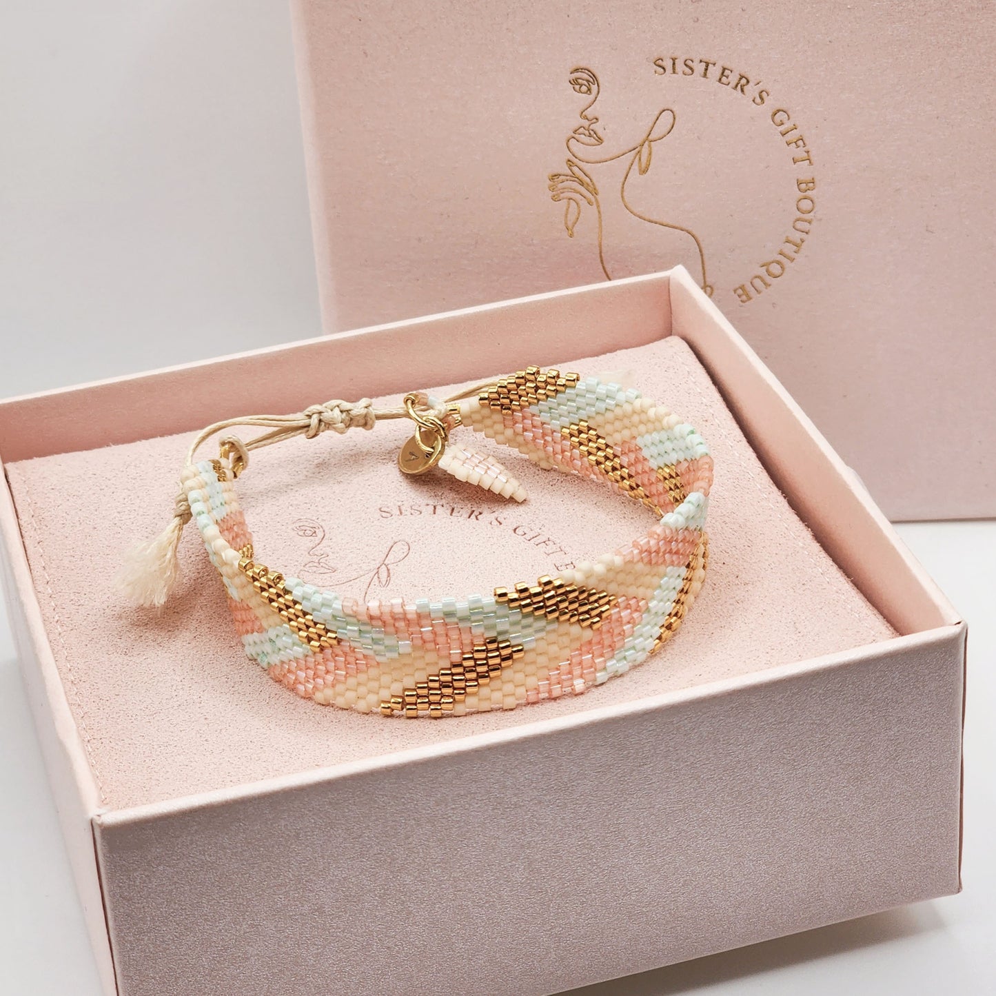 Teenager jewelry Minimalist peach green pink bracelet