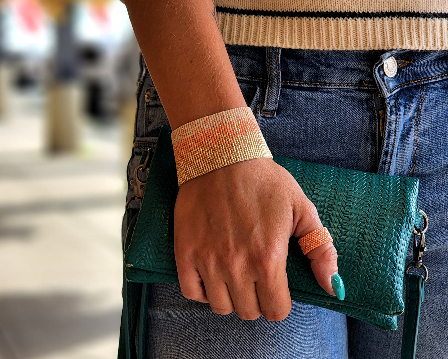 Everyday delicate bracelet for her women girl girlfriend mother mom sister daughter aunt wife Gift for 21st 30th birthday anniversary wedding special occasion party New Year Christmas Mother’s day Valentine’s day. Unique minimalist bohemian handmade beaded jewelry set. Wide statement wrap cuff bracelet and ring. Free delivery in Pensacola, Gulf Breeze, Pensacola Beach.